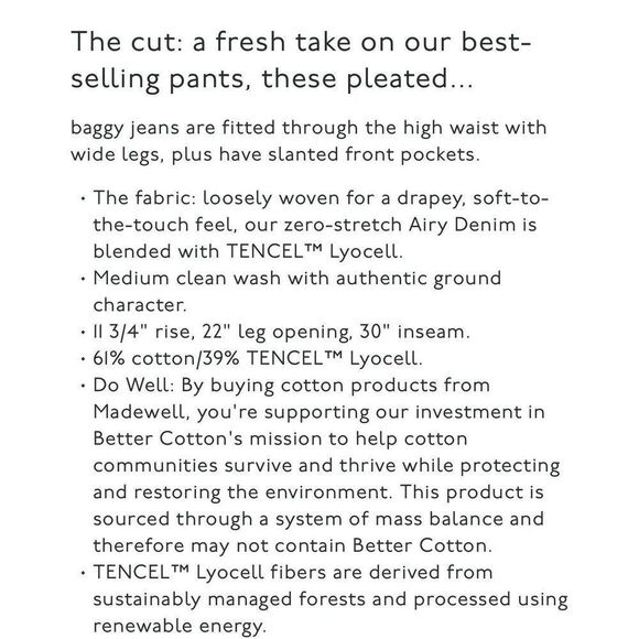 MADEWELL Harlow Wide Leg Jeans Women 28 Airy Denim Pleated Relaxed NO671 - Picture 2 of 13